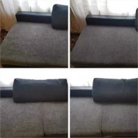 Tekstiilipesuriga diivani puhastamise enne ja pärast